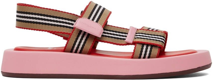 Burberry Pink Icon Stripe Sandals - Picture 5