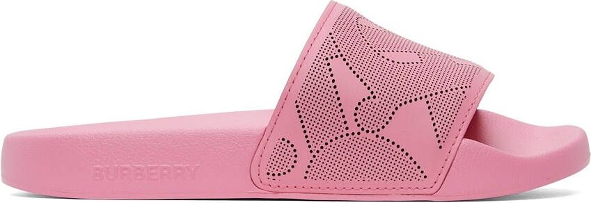 Burberry Pink Monogram Furley Slides - Picture 5