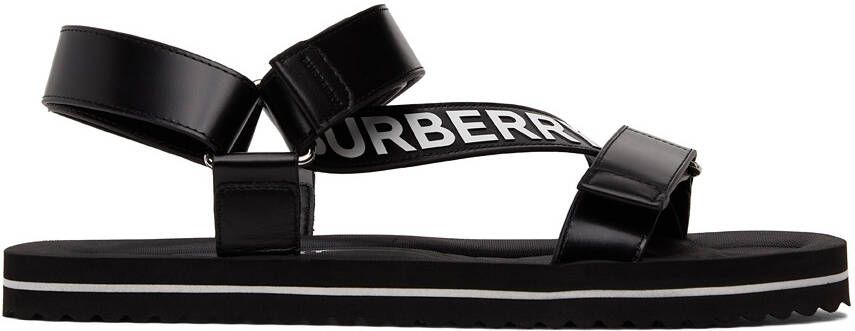 Burberry SSENSE Exclusive Black Leather Patterson Flat Sandals - Picture 5