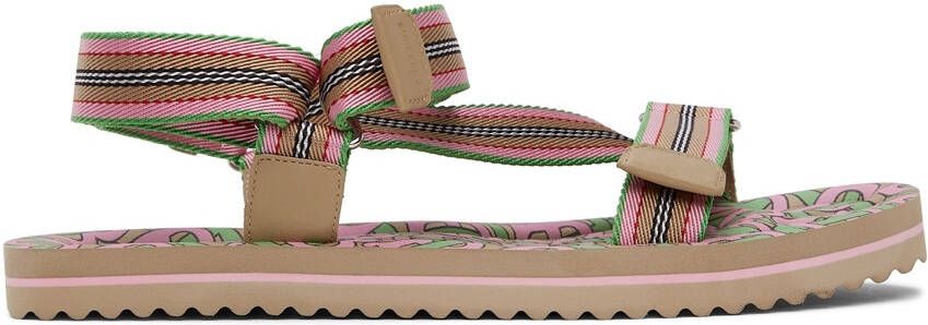 Burberry SSENSE Exclusive Pink & Green Patterson Flat Sandals - Picture 5