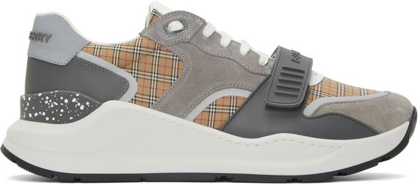 Burberry Suede & Leather Check Low Sneakers - Picture 5