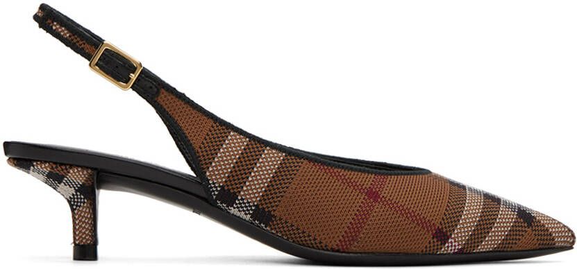 Burberry Tan Check Heels - Picture 5