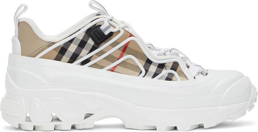 Burberry White & Beige Vintage Check Arthur Sneakers - Picture 5