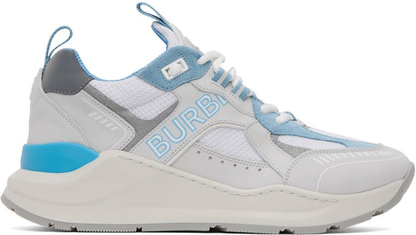 Burberry White & Blue Print Sneakers