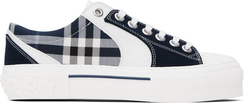 Burberry White & Navy Check Sneakers