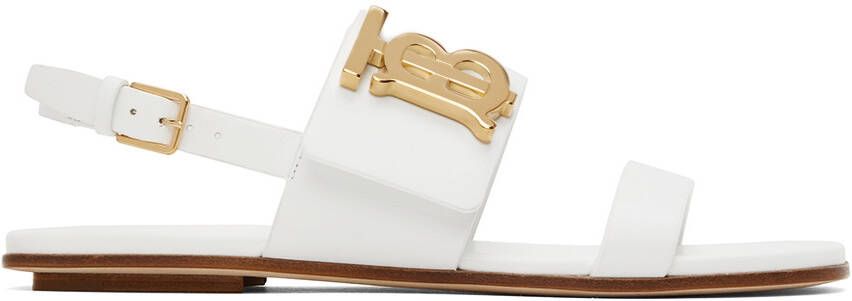 Burberry White Motif Flat Sandals - Picture 5