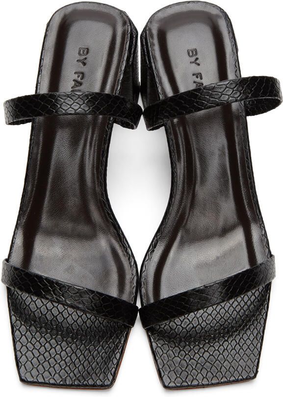 BY FAR Black Snake Tanya Heeled Sandals