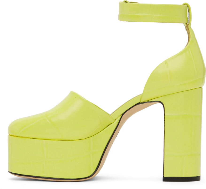 BY FAR Green Barb Heels