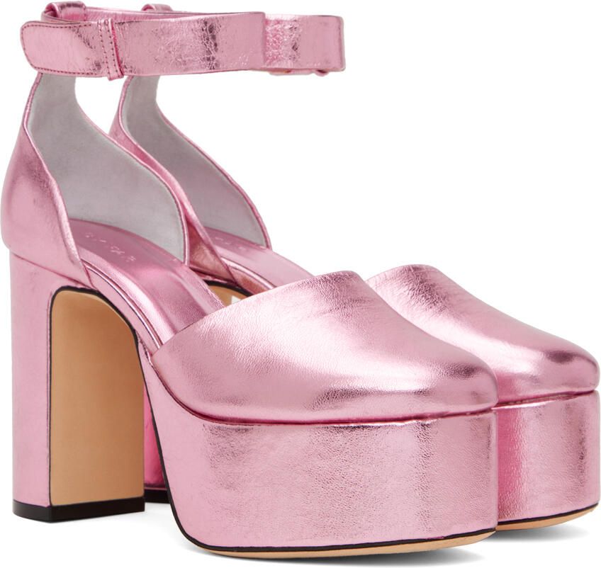 BY FAR Pink Barb Heels