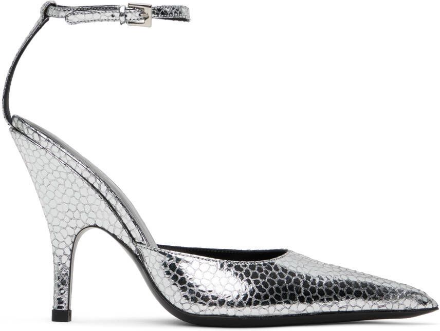 BY FAR Silver Eliza Heels