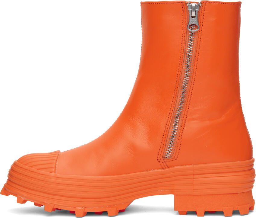 CAMPERLAB Orange Calfskin Traktori Ankle Boots - Picture 3