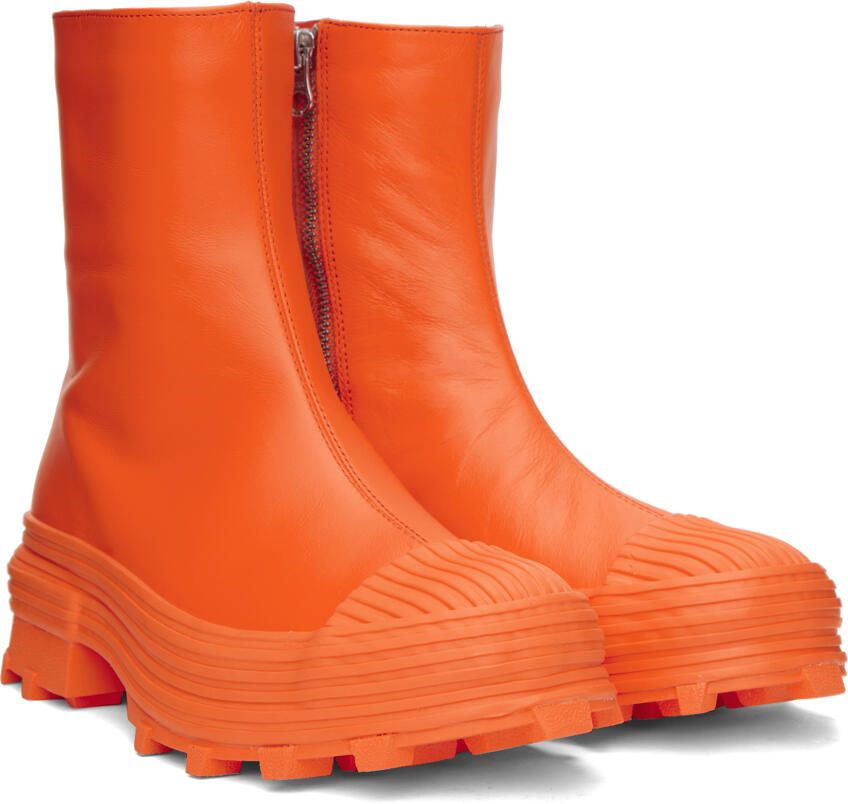 CAMPERLAB Orange Calfskin Traktori Ankle Boots