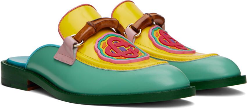 Casablanca Green & Yellow Memphis Mules - Picture 2