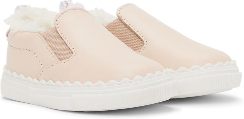 Chloé Baby Pink Faux-Shearling Sneakers - Picture 2