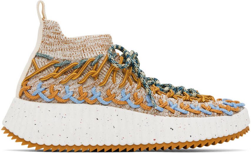 Chloé Beige & Blue Nama Sock Sneakers - Picture 5
