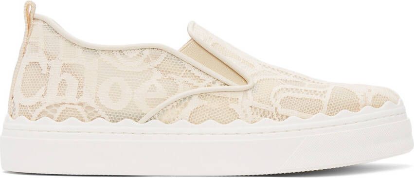 Chloé Beige Lace Lauren Slip-On Sneakers - Picture 5