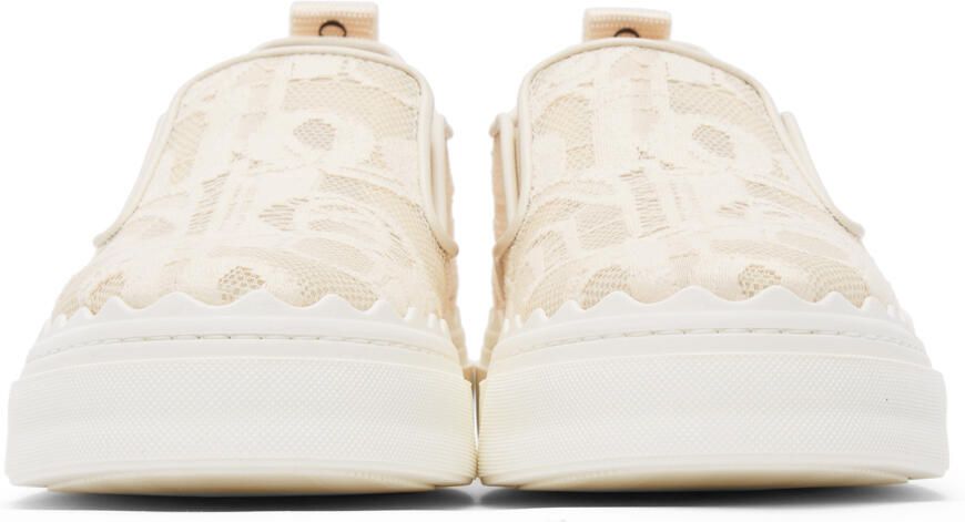 Chloé Beige Lace Lauren Slip-On Sneakers - Picture 3
