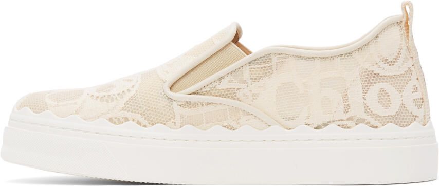 Chloé Beige Lace Lauren Slip-On Sneakers - Picture 4