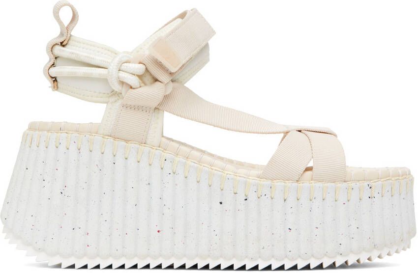Chloé Beige Nama Wedge Sandals - Picture 4
