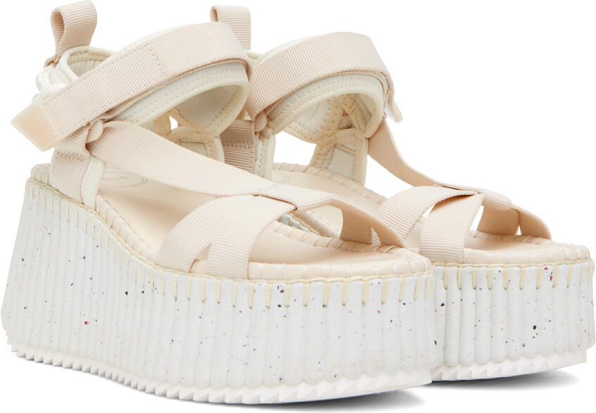 Chloé Beige Nama Wedge Sandals - Picture 2