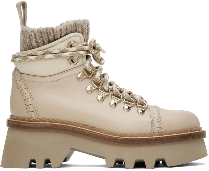 Chloé Beige Owena Ankle Boots - Picture 5