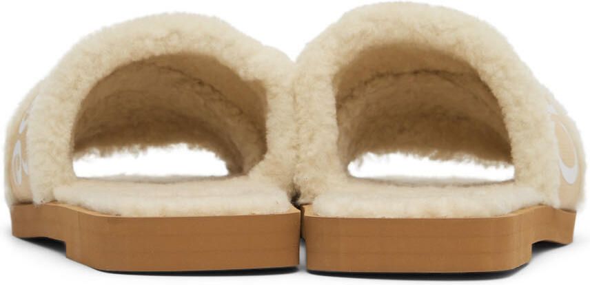Chloé Beige Shearling Woody Flat Mules - Picture 2