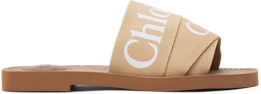 Chloé Beige Woody Flat Sandals