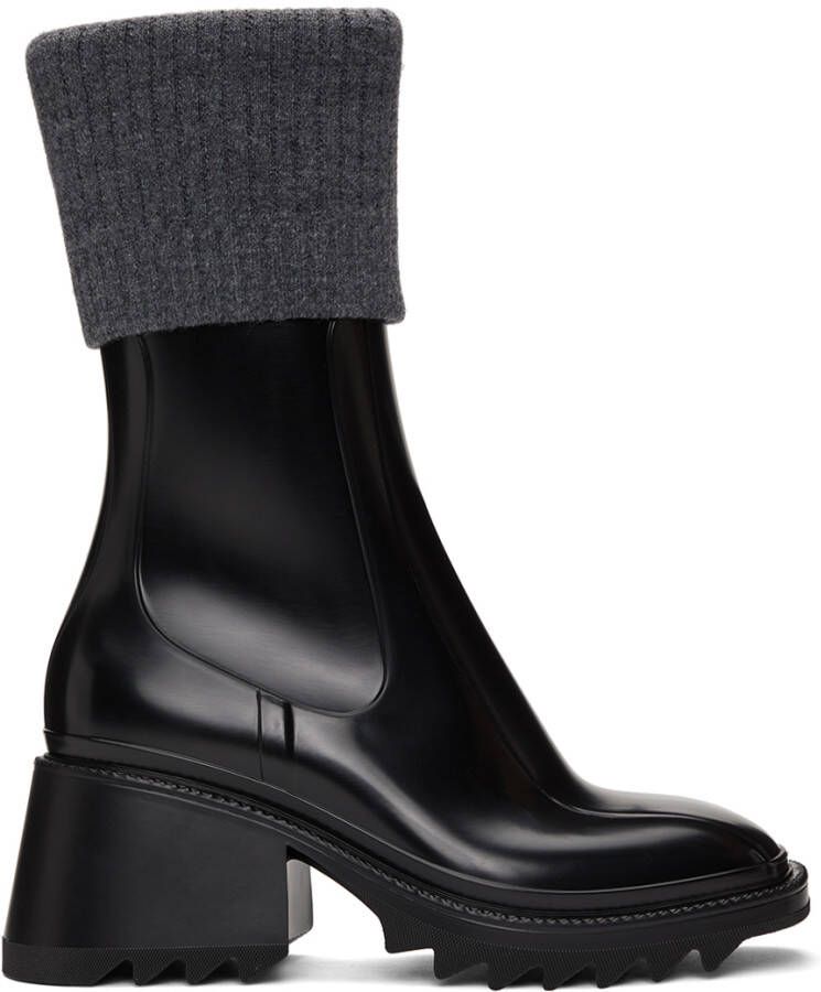 Chloé Black & Grey Betty Rain Boots - Picture 5