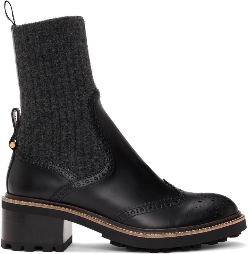 Chloé Black Franne Sock Ankle Boots - Picture 5