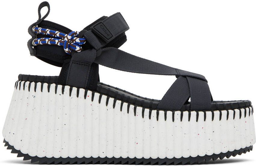 Chloé Black Nama Wedge Sandals - Picture 4