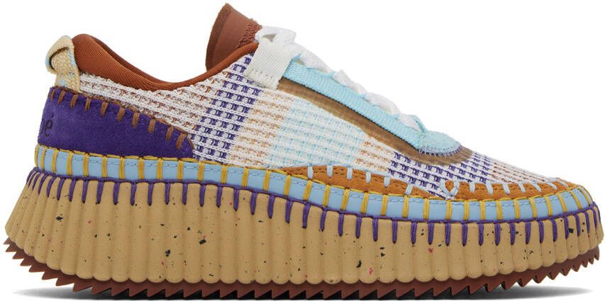 Chloé Blue & Brown Nama Sneakers - Picture 5