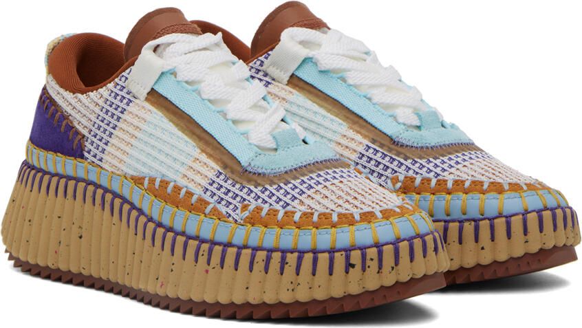 Chloé Blue & Brown Nama Sneakers - Picture 2