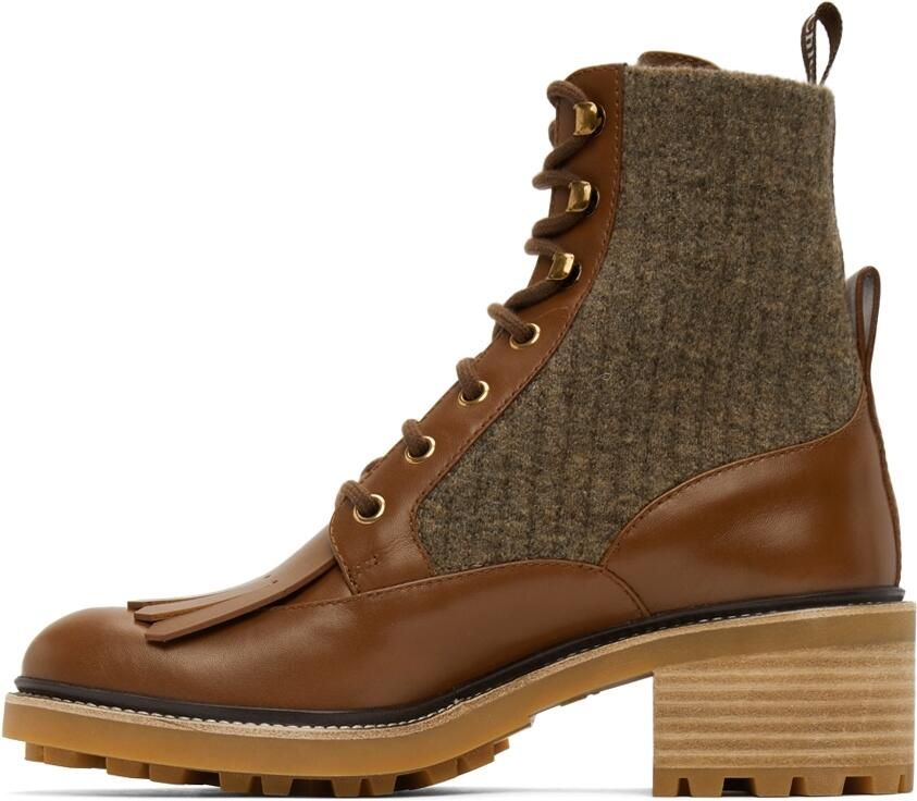 Chloé Brown Calfskin Franne Sock Ankle Boots - Picture 2