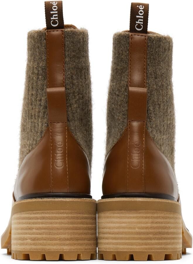 Chloé Brown Calfskin Franne Sock Ankle Boots - Picture 3