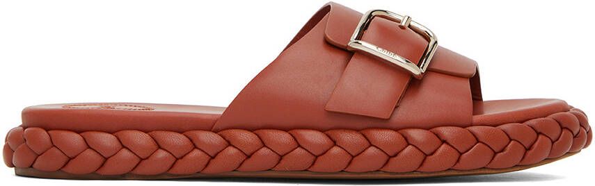 Chloé Brown Pip Slides - Picture 4