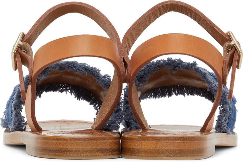 Chloé Kids Brown & Blue Denim Logo Sandals