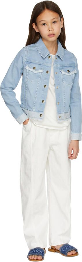 Chloé Kids Brown & Blue Denim Logo Sandals - Picture 4