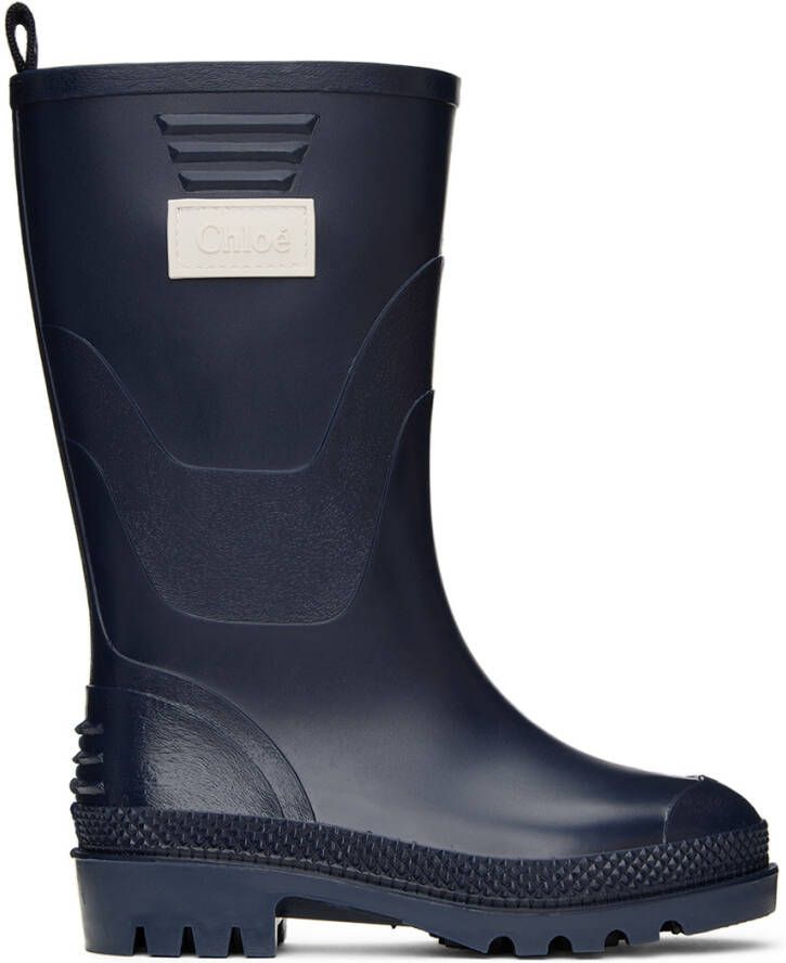 Chloé Kids Navy Rubber Wellington Boots