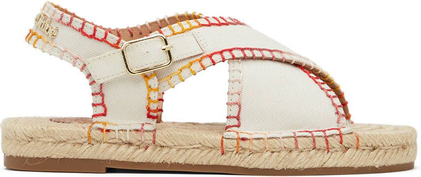 Chloé Kids Off-White Blanket Stitch Sandals - Picture 2