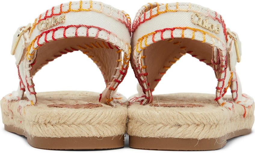 Chloé Kids Off-White Blanket Stitch Sandals - Picture 5