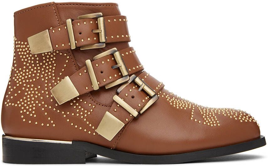 Chloé Kids studded buckled ankle boots Brown - Picture 4