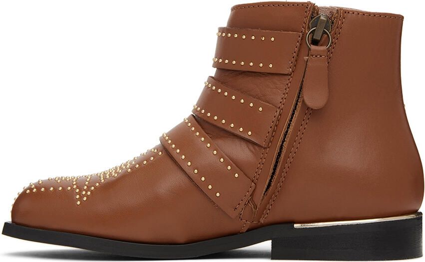 Chloé Kids studded buckled ankle boots Brown - Picture 3