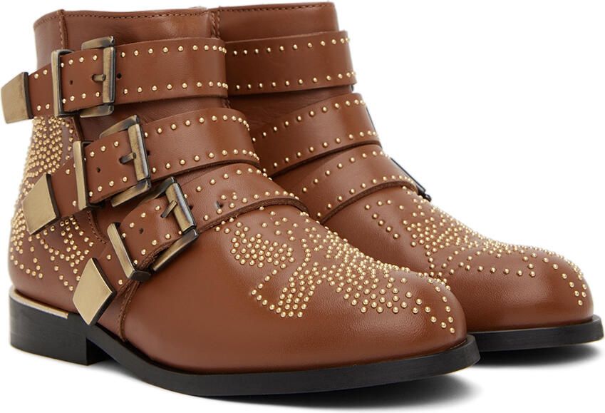 Chloé Kids studded buckled ankle boots Brown - Picture 2
