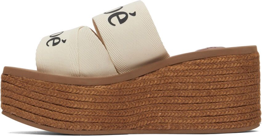 Chloé Off-White Woody Wedge Heeled Sandals - Picture 3