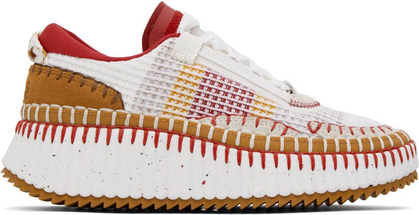 Chloé Red & White Nama Sneakers - Picture 5