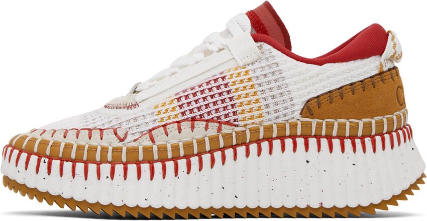 Chloé Red & White Nama Sneakers - Picture 3