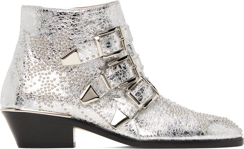 Chloé Silver Susanna Ankle Boots