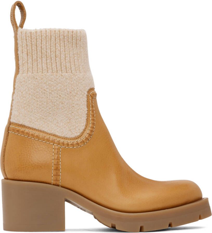 Chloé Tan & Beige Neva Sock Boots