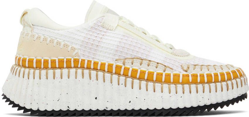 Chloé White & Pink Nama Sneakers
