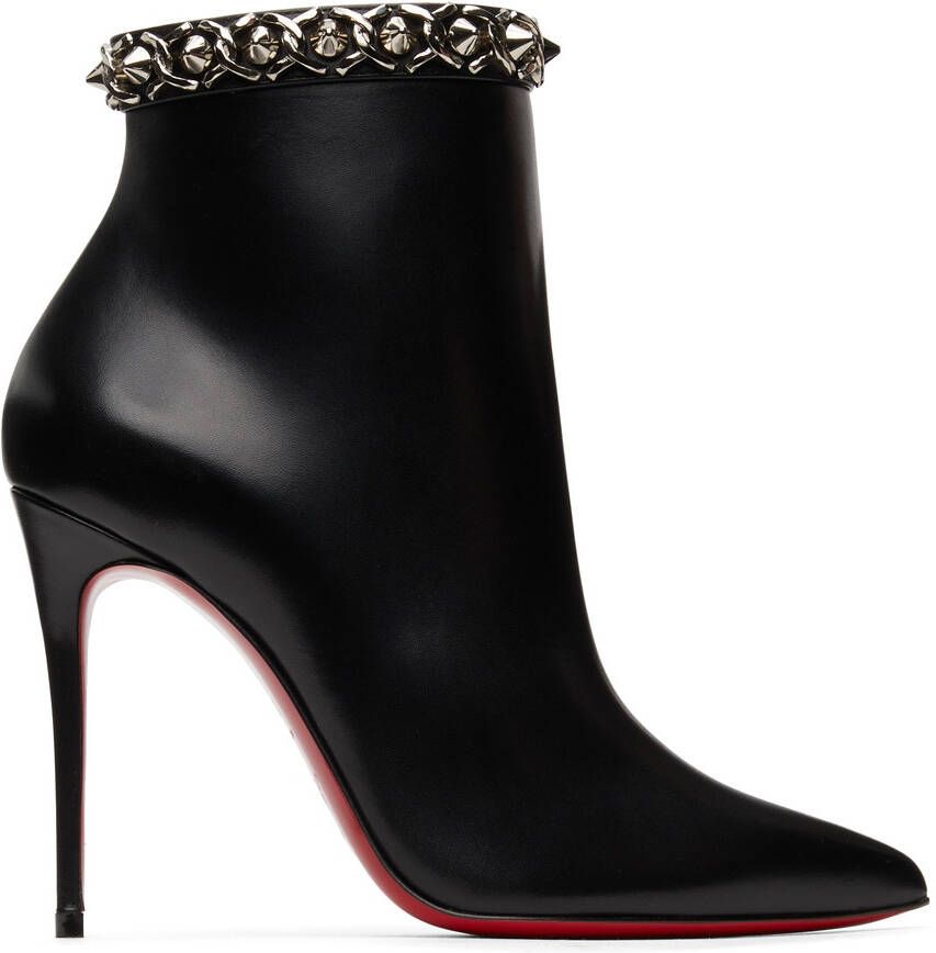 Christian Louboutin Black Booty Chain 100mm Boots - Picture 5